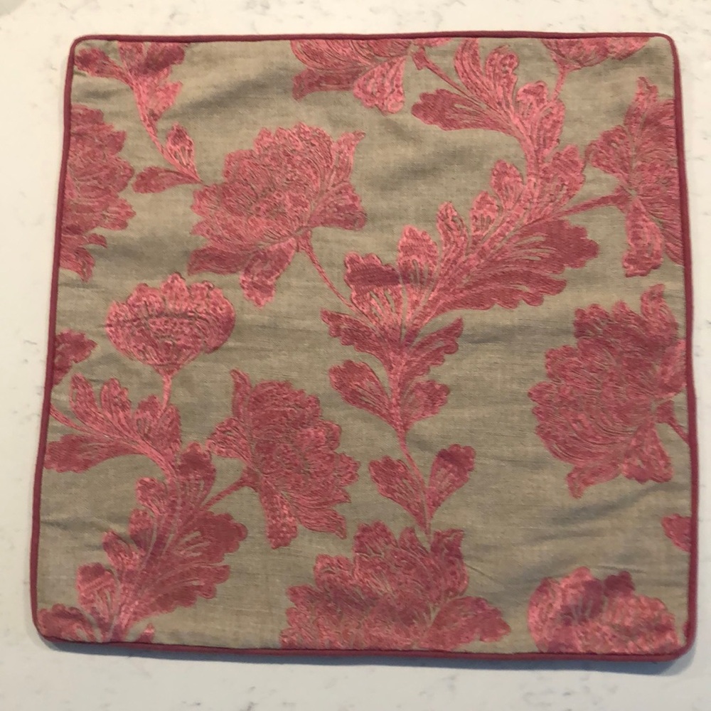 NBU Pair of pink floral embroidered and linen Pillow Covers